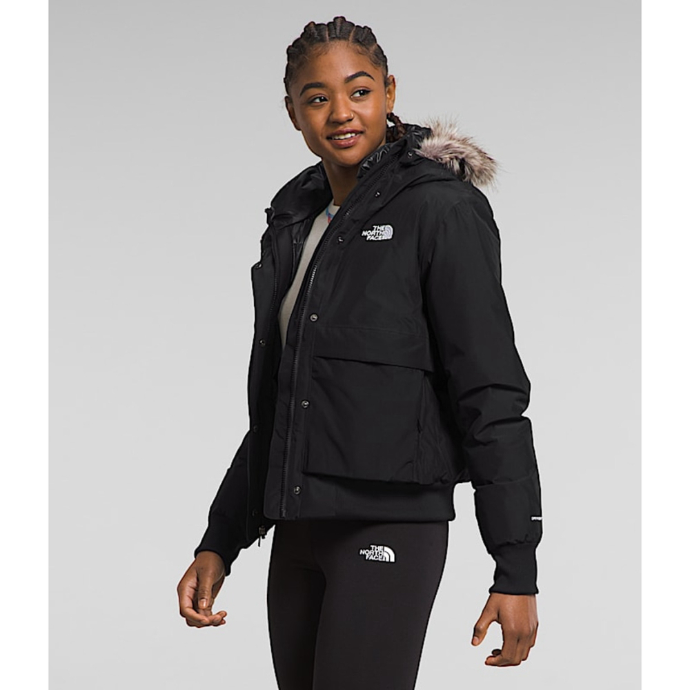 The North Face Arctic Bomber Jacket Womens XL Black Faux Fur Hood NWOT - Picture 2 of 12